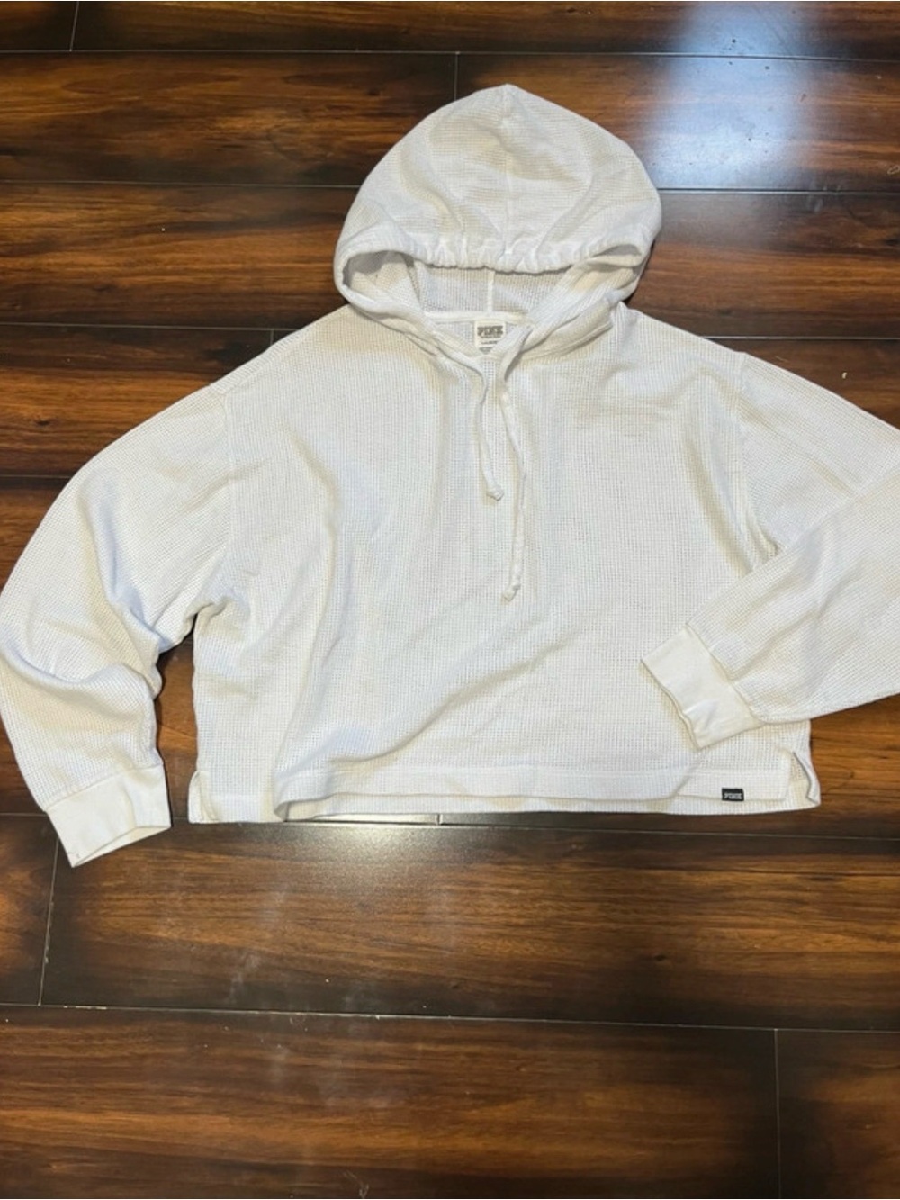 PINK Victoria's Secret White Waffle Knit Hooded Top 129